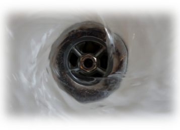Water Going Down A Sink Drain With A Link To One Stop Plumbing’s Drain Cleaning Page
