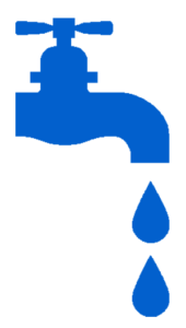 Blue faucet and water drops on One Stop Plumbing website